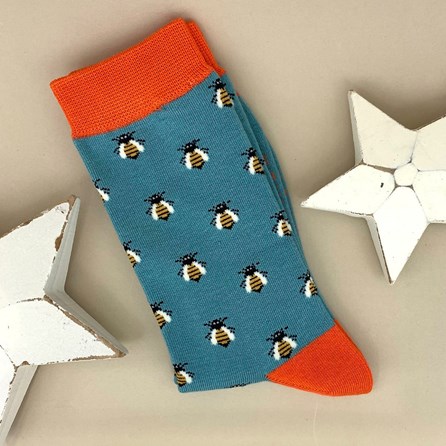 Bamboo Honey Bee Socks in Dusky Teal Ladies socks bamboo socks honey bee dusky teal one size