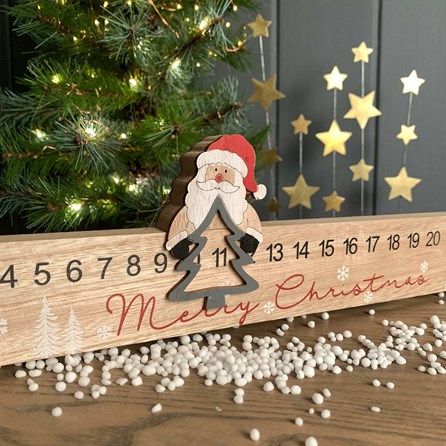 Wooden Merry Christmas Santa Advent Rule Xmas Novelty Reusable Advent Countdown Calendar Wooden Santa Design