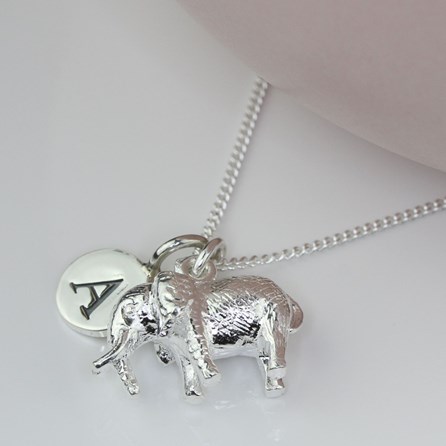 Personalised Necklace With Silver Elephant Charm Personalised Necklace With Silver Elephant Charm