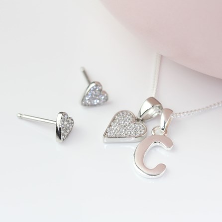 Personalised Children's Heart Necklace And Earrings Set Personalised Children's Heart Necklace And Earrings Set