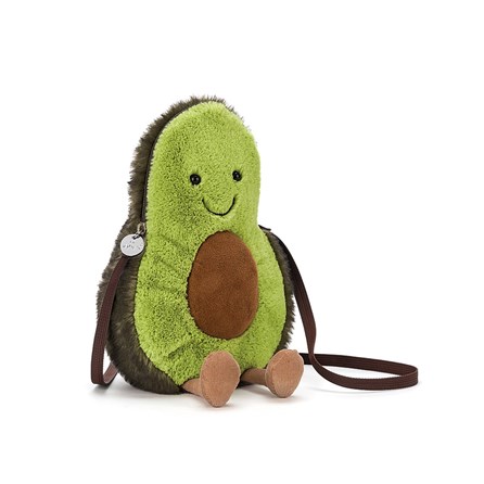 Jellycat Amuseable Avocado Bag Jellycat Soft Cuddly Bag Green Avocado Smiling Fluffy Thin Strap Cross Body