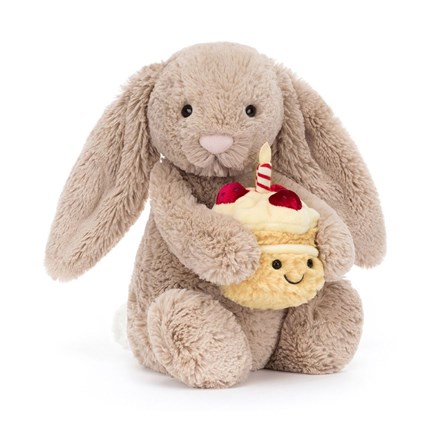 Jellycat Bashful Beige Bunny 'Birthday' Original Jellycat Bashful Beige Bunny 'Birthday' Original