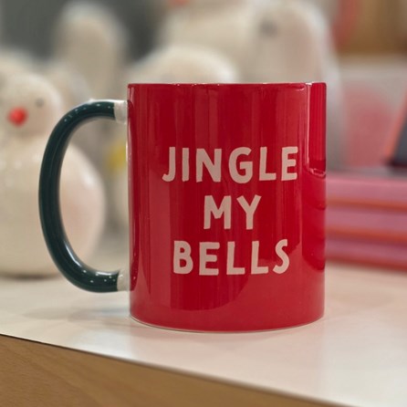 'Jingle My Bells' Christmas Mug Novelty Quirky Cheeky Christmas Mugs Glazed Ceramic Cup Drinkware Festive Christmas Gifts