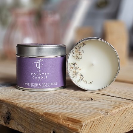Lavender & Patchouli Tin Candle Home Fragrance Gifts Scented Candles Gifts Gifts For Women Gifts For Men Lavender And Patchouli