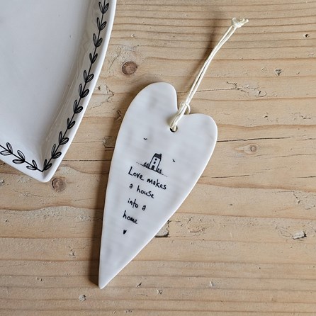'Love Makes' Porcelain Hanging Heart Home Decorations Homeware Gifts Sentiment Keepsake Gifts Porcelain Gifts Hanging Heart