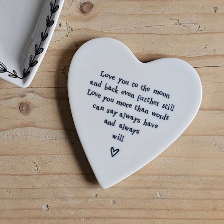 'Love You To The Moon…' Porcelain Coaster Home Decorations Homeware Gifts Sentiment Keepsake Gifts Porcelain Gifts Coaster