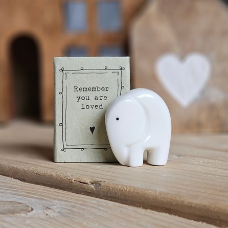 Matchbox Elephant 'Remember You Are Loved' Home Decorations Homeware Gifts Sentiment Keepsake Gifts Porcelain Gifts Matchbox Elephant Remember