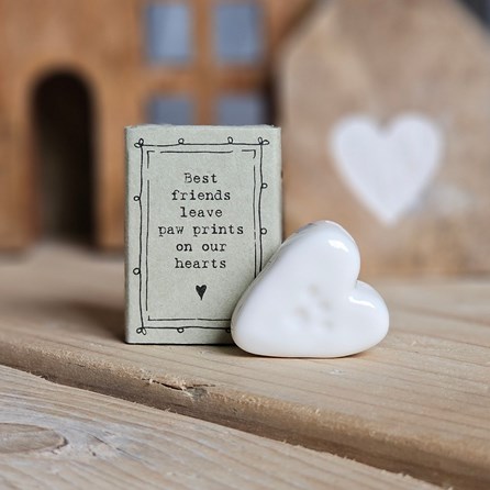 Matchbox Heart Paw Print 'Best Friends' Home Decorations Homeware Gifts Sentiment Keepsake Gifts Porcelain Gifts Matchbox Heart Paw Print