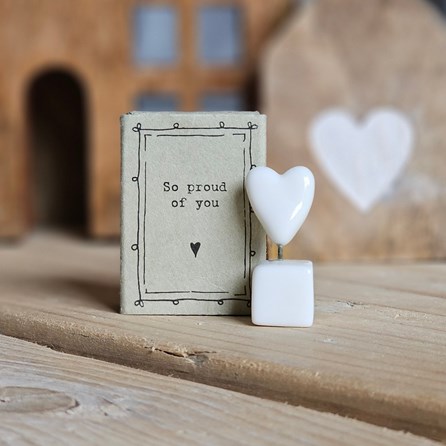 Matchbox Heart 'So Proud Of You' Home Decorations Homeware Gifts Sentiment Keepsake Gifts Porcelain Gifts Matchbox Heart So Proud
