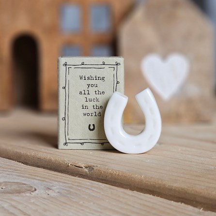 Matchbox Horseshoe 'Wishing You All The Luck In The World' Home Decorations Homeware Gifts Sentiment Keepsake Gifts Porcelain Gifts Matchbox Horseshoe