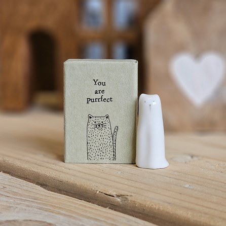 Matchbox Tall Cat 'You Are Purrfect' Home Decorations Homeware Gifts Sentiment Keepsake Gift Porcelain Gift Matchbox Cat You Are Perrfect