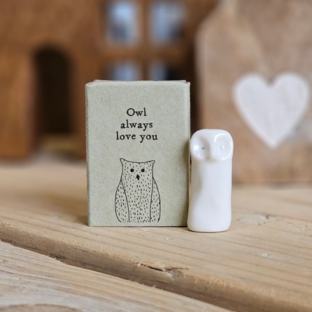 Matchbox Tall Owl 'Owl Always Love You' Home Decorations Homeware Gifts Sentiment Keepsake Gift Porcelain Gift Matchbox Tall Owl