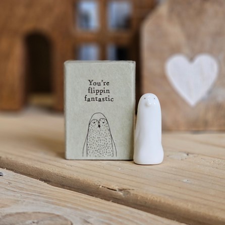 Matchbox Tall Penguin 'You're Flippin Fantastic' Home Decorations Homeware Gifts Sentiment Keepsake Gift Porcelain Gift Matchbox Tall Penguin