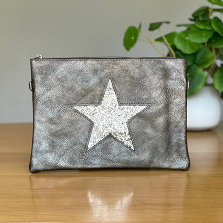 silver grey clutch