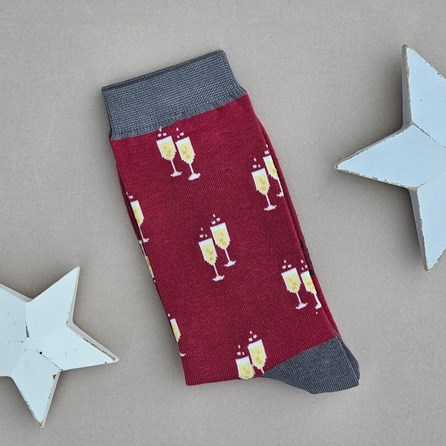Men's Bamboo Champagne Glasses Socks in Red Men's socks father's day socks bamboo socks champagne glasses red one size