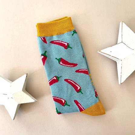 Men's Bamboo Chillis Socks in Duck Egg Blue Men's socks father's day socks bamboo chillis duck egg blue one size