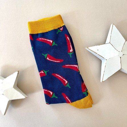 Men's Bamboo Chillis Socks in Navy Blue Men's socks father's day socks bamboo chillis navy blue one size