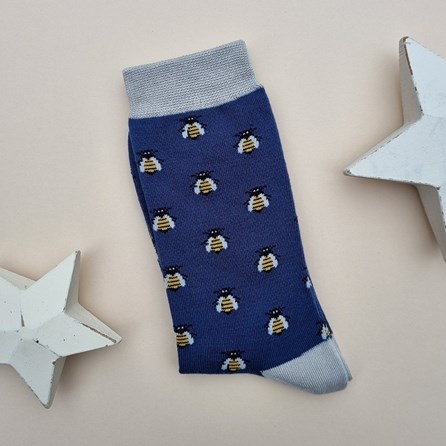 Men's Bamboo Honey Bees Socks in Navy Blue Men's socks father's day socks bamboo socks honey bees navy blue one size