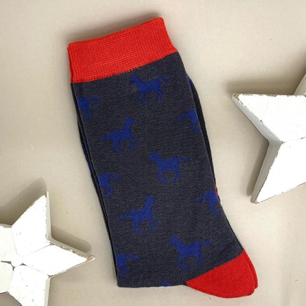 Men's Bamboo Horses Socks In Dark Grey Men's socks father's day socks bamboo socks horses dark grey one size