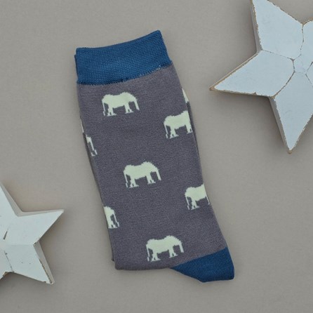 Men's Bamboo Mini Elephants Socks in Grey Men's socks father's day socks bamboo socks mini elephants grey one size