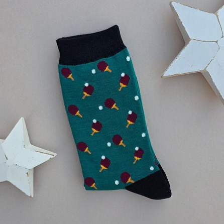 Men's Bamboo Ping Pong Socks in Green Men's Breathable Quirky Novelty Bamboo Socks Father's Day Gifts Birthday Gifts Table Tennis Socks