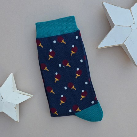 Men's Bamboo Ping Pong Socks in Navy Blue Men's Breathable Quirky Novelty Bamboo Socks Father's Day Gifts Birthday Gifts Table Tennis Socks