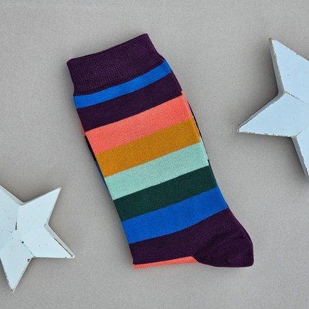 Men's Bamboo Rainbow Stripes Socks in Purple Men's socks father's day socks bamboo socks rainbow stripes purple one size