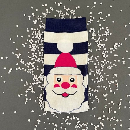 Men's Bamboo Santa Face Socks in Navy Men's socks christmas socks bamboo socks santa face navy stripe one size