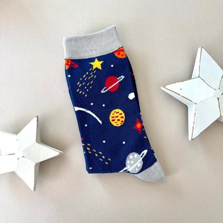 Men's Bamboo Space Socks in Navy Blue Men's socks father's day socks bamboo socks space socks navy blue one size