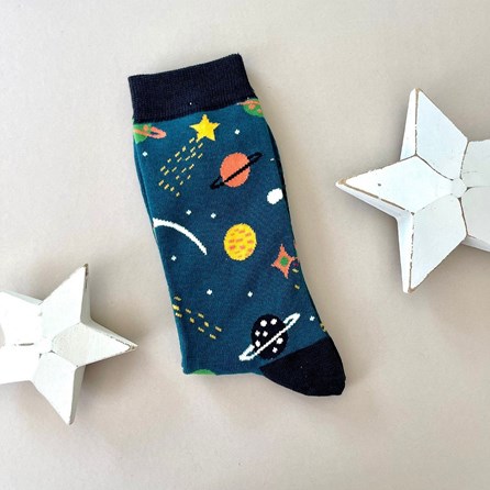 Men's Bamboo Space Socks in Teal Men's socks father's day socks bamboo socks space sock teal one size