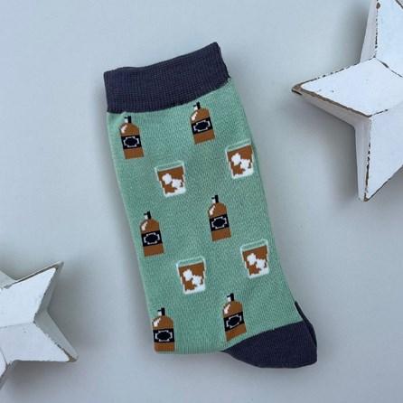 Men's Bamboo Whisky Socks in Mint Men's socks father's day socks bamboo socks whisky mint one size