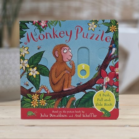 Monkey Puzzle Push, Pull and Slide Book Children's Story Book Gifts For Children Julia Donaldson Axel Scheffler Monkey Puzzle