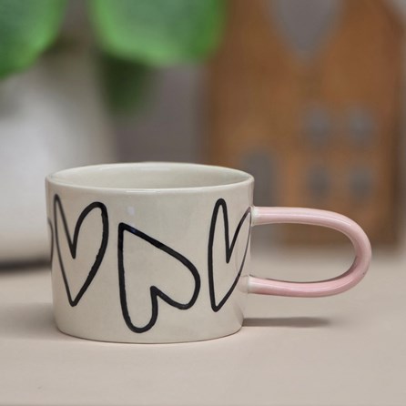 Mono Outline Big Hearts Ceramic Mug Caroline Gardner Ceramic Porcelain Mug Cup Drinkware Tableware Mono Outline Big Hearts Ceramic Mug