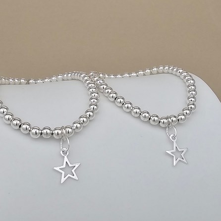 Mother and Daughter Open Star Bracelets Mother Daughter Gifts Birthday Gifts Christmas Gifts Silver Plated Beaded Bracelet Charm Jewellery