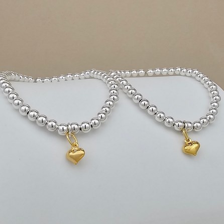 Mother and Daughter Petite Gold Heart Bracelets Mother Daughter Gifts Birthday Gifts Christmas Gifts Silver Plated Beaded Bracelet Charm Jewellery