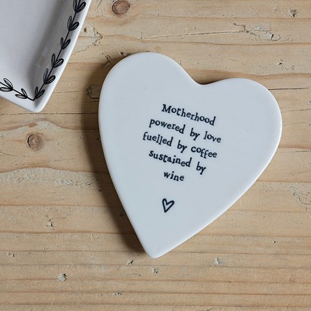 'Motherhood Powered By Love…' Porcelain Coaster Home Decorations Homeware Gifts Sentiment Keepsake Gifts Porcelain Gifts Coaster