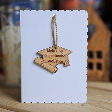 'Motivation + Determination' Decoration and Card Graduation Gifts Sentiment Keepsake Gifts Wooden Hanging Decoration Card