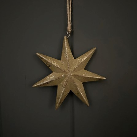 Mottled Golden Star Hanging Decoration Christmas Gifts Christmas Decorations Festive Homeware Wooden Mottled Hanging Star