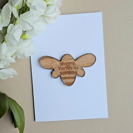 'Mummy, So Bee-utiful' Wooden Bee Token and Card Mother's Day Wooden Sentiment Token Wooden Keepsake Gift Sentiment Gifts Sentiment Greetings Card