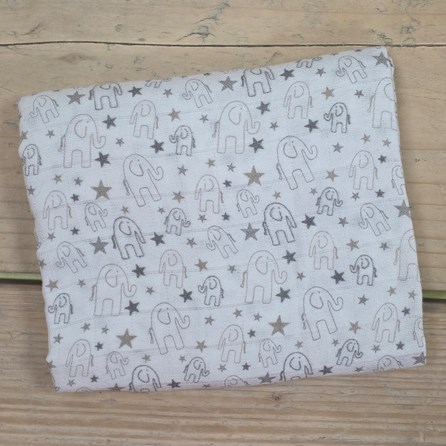 Muslin Square - Grey Elephants Muslin Square Elephants Burp Cloth Comfort Blanket Bibs Breast Feeding Cover New Baby Gifts Newborn