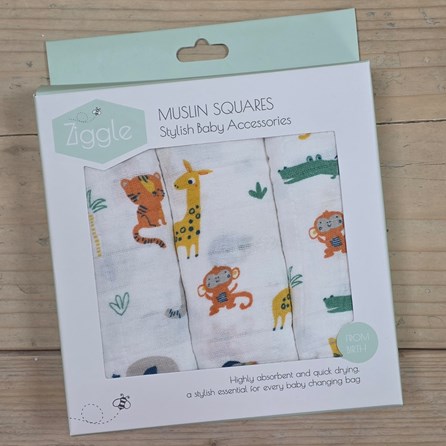 Muslin Squares Set of 3 - Savanna Animals Muslin Square Animals Burp Cloth Comfort Blanket Bibs Breast Feeding Cover New Baby Gifts Newborn