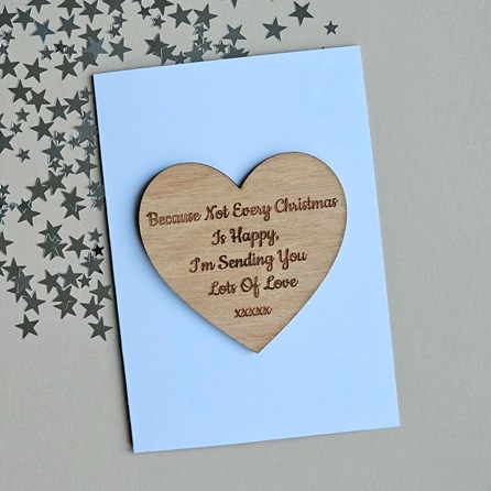 'Not Every Christmas Is Happy' Heart Token and Card Handmade Christmas Cards Festive Gifts Christmas Gifts Sentiment Keepsake Token