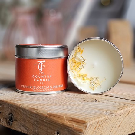 Orange Blossom & Jasmine Tin Candle Home Fragrance Gifts Scented Candles Gifts Gifts For Women Gifts For Men Orange Blossom And Jasmine