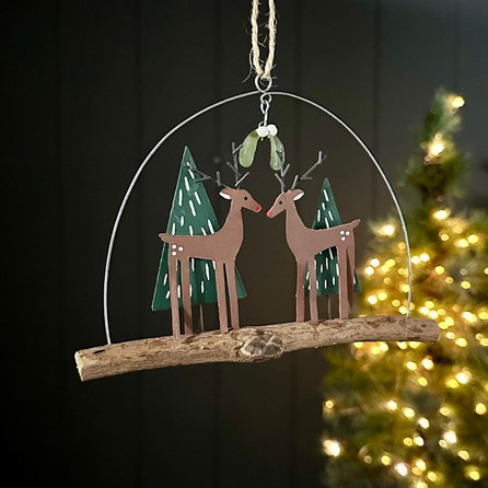 Pair of Deer on Twig Hanging Christmas Decoration Pair of Deer on Twig Hanging Christmas Decoration