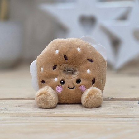 Palm Pals Soft Toy Tony Everything Bagel Collectable Palm Pals Cute Cuddly Soft Toy Plush Beanie New Baby Gift Birthday Gifts Tony Bagel