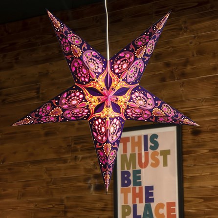 Paper Star Light - Phoenix Royal Violet Handmade Ambient Lighting Hanging Paper Star Decoration Christmas Decoration Home Accessories