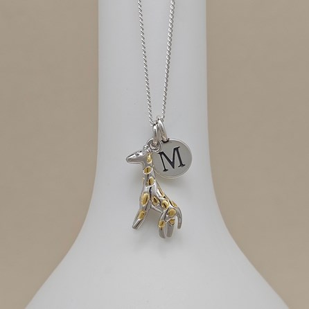 Personalised 925 Silver And Gold Plate Giraffe Necklace Personalised 925 Silver And Gold Plate Giraffe Necklace