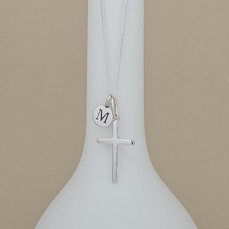 Personalised 925 Silver Christening Cross Necklace Christening jewellery christening gift for girls necklace sterling silver cross personalised letter