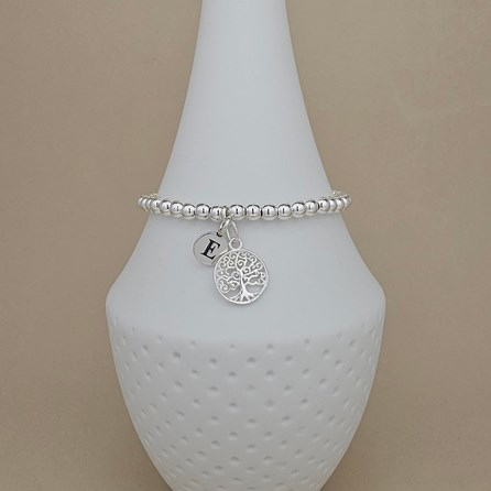 Personalised Beaded Bracelet with Tree Of Life Charm Personalised Beaded Bracelet with Tree Of Life Charm