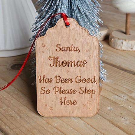 Personalised 'Been Good, Stop Here' Wooden Gift Tag Personalised Christmas Gift Wrapping Wooden Handmade Gift Tag Festive Gifts